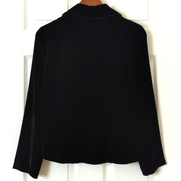 Banana Republic Y2K Vintage Silk Blend Velvet Long Sleeve Button Down Top Black - Picture 8 of 9